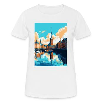 Hamburg Deutschland Vintage Reiseplakat Souvenir WPA - Frauen T-Shirt atmungsaktiv - Weiß - Vorne - AI Model Female 172 dark (172cm)