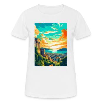 Athens Greece Vintage Travel Poster WPA Souvenir - Women's Breathable T-Shirt - white - Front - AI Model Female 172 dark (172cm)