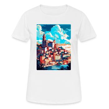 Coimbra Portugal Vintage Travel Poster Souvenir - Women's Breathable T-Shirt - white - Front - AI Model Female 172 dark (172cm)