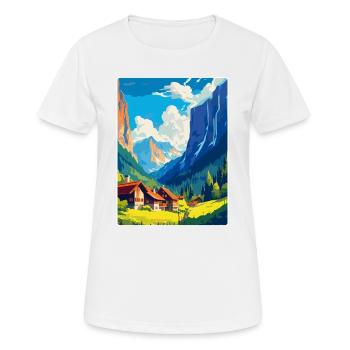 Lauterbrunnen Suisse Affiche de voyage vintage - T-shirt respirant Femme - blanc - Devant - AI Model Female 172 dark (172cm)