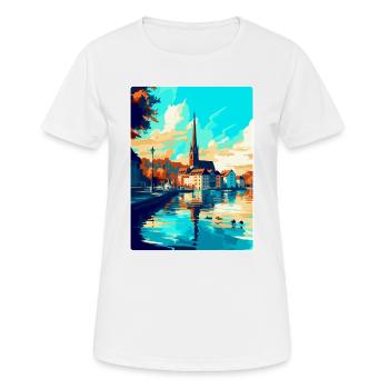 Souvenir de l’affiche de voyage vintage de Constance Allemagne - T-shirt respirant Femme - blanc - Devant - AI Model Female 172 dark (172cm)