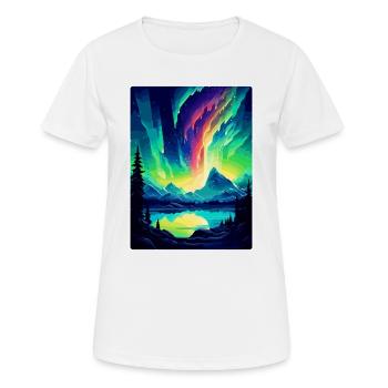 Northern Lights Iceland Mur d’affiches de voyage vintage - T-shirt respirant Femme - blanc - Devant - AI Model Female 172 dark (172cm)