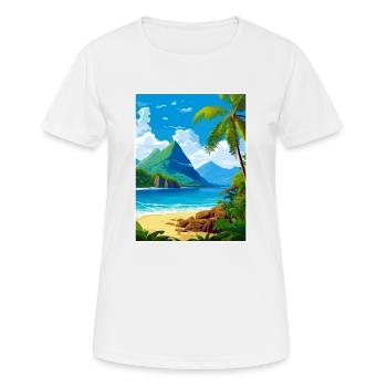 Saint Lucia Caribbean Vintage Travel Poster - Women's Breathable T-Shirt - white - Front - AI Model Female 172 dark (172cm)