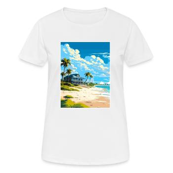 Turks and Caicos Islands Caribbean Travel Poster - Women's Breathable T-Shirt - white - Front - AI Model Female 172 dark (172cm)