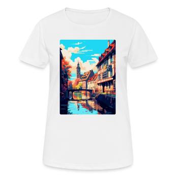 Straßburg Frankreich Vintage Reiseplakat Souvenir - Frauen T-Shirt atmungsaktiv - Weiß - Vorne - AI Model Female 172 dark (172cm)
