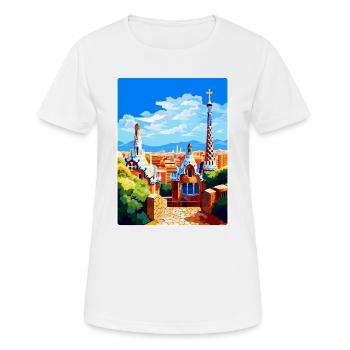 Barcelone Espagne Affiche de voyage vintage Souvenir WPA - T-shirt respirant Femme - blanc - Devant - AI Model Female 172 dark (172cm)