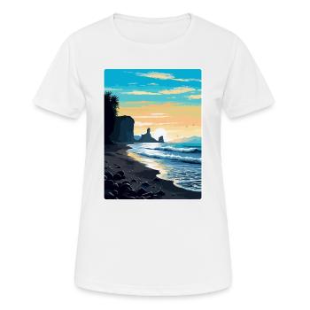 Schwarzer Sandstrand Island Vintage Reiseposter WPA - Frauen T-Shirt atmungsaktiv - Weiß - Vorne - AI Model Female 172 dark (172cm)