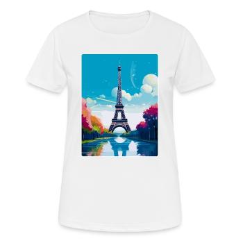 Eiffelturm Paris Frankreich Vintage Reiseplakat - Frauen T-Shirt atmungsaktiv - Weiß - Vorne - AI Model Female 172 dark (172cm)
