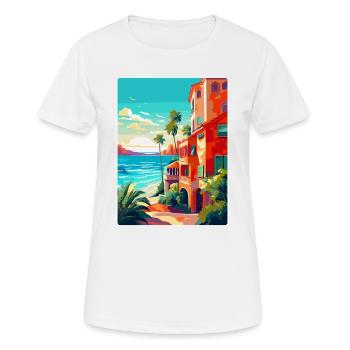 Costa Del Sol Spanien Vintage Reiseplakat Souvenir - Frauen T-Shirt atmungsaktiv - Weiß - Vorne - AI Model Female 172 dark (172cm)