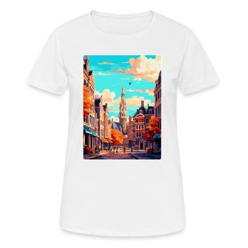 Brussels Belgium Vintage Travel Poster Souvenir - Women's Breathable T-Shirt - white - Front - AI Model Female 172 dark (172cm)