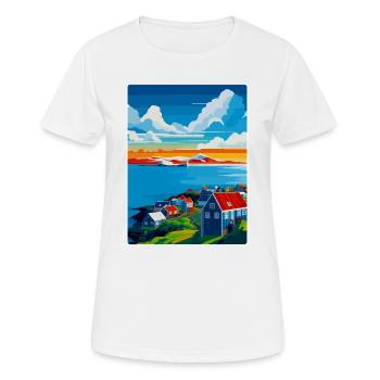 Reykjavik Island Vintage Reiseplakat Souvenir - Frauen T-Shirt atmungsaktiv - Weiß - Vorne - AI Model Female 172 dark (172cm)