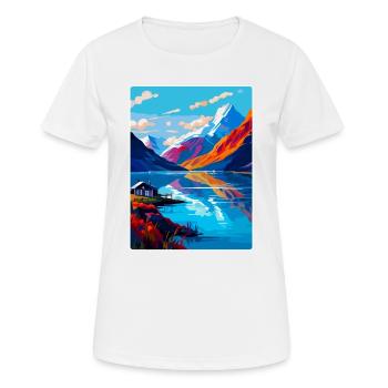 Fjords Norway Vintage Travel Poster WPA Souvenir - Women's Breathable T-Shirt - white - Front - AI Model Female 172 dark (172cm)