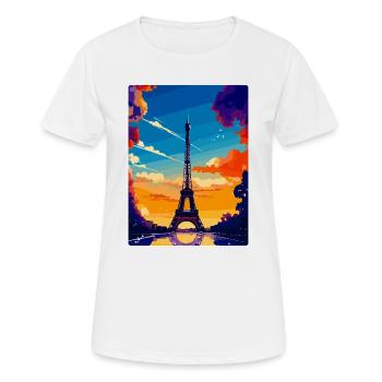 Eiffelturm Paris Frankreich Vintage Reiseplakat - Frauen T-Shirt atmungsaktiv - Weiß - Vorne - AI Model Female 172 dark (172cm)