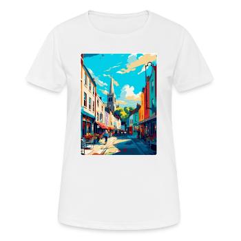 Galway Irland Uk Vintage Reiseplakat Souvenir - Frauen T-Shirt atmungsaktiv - Weiß - Vorne - AI Model Female 172 dark (172cm)