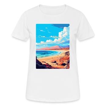 Fuerteventura Spain Vintage Travel Poster Souvenir - Women's Breathable T-Shirt - white - Front - AI Model Female 172 dark (172cm)