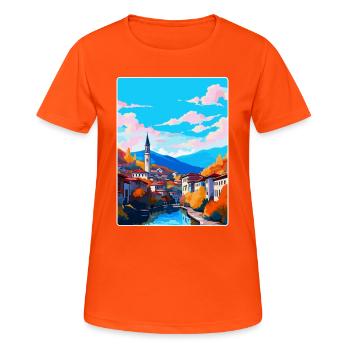 Sarajevo Bosnie-Herzégovine Affiche de voyage vintage - T-shirt respirant Femme - orange néon - Devant - AI Model Female 172 dark (172cm)