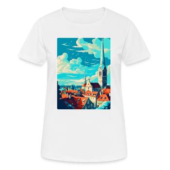 Tallinn Estland Vintage Reiseplakat Souvenir WPA - Frauen T-Shirt atmungsaktiv - Weiß - Vorne - AI Model Female 172 dark (172cm)