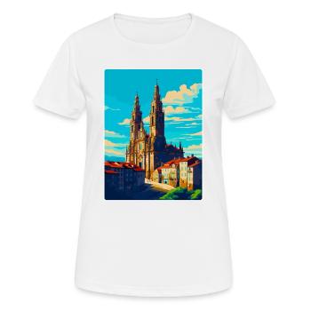 Santiago De Compostela Spanien Vintage Reiseposter - Frauen T-Shirt atmungsaktiv - Weiß - Vorne - AI Model Female 172 dark (172cm)