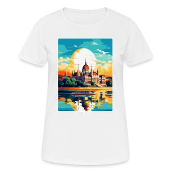 Budapest Ungarn Vintage Reiseplakat Souvenir - Frauen T-Shirt atmungsaktiv - Weiß - Vorne - AI Model Female 172 dark (172cm)