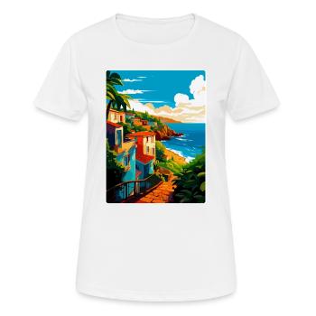 São Miguel Portugal Affiche de voyage vintage souvenir - T-shirt respirant Femme - blanc - Devant - AI Model Female 172 dark (172cm)