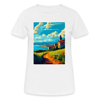 Coruna Spain Vintage Travel Poster WPA Souvenir - Women's Breathable T-Shirt - white - Front - AI Model Female 172 dark (172cm)