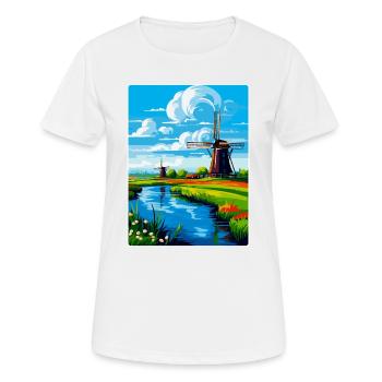 Netherlands Vintage Travel Poster WPA Art Souvenir - Women's Breathable T-Shirt - white - Front - AI Model Female 172 dark (172cm)