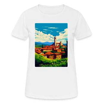 Lucca Italy Vintage Travel Poster WPA Art Souvenir - Women's Breathable T-Shirt - white - Front - AI Model Female 172 dark (172cm)