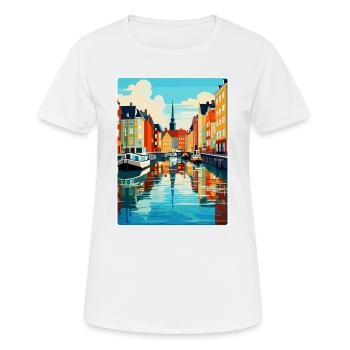 Copenhague, Danemark, Affiche de voyage vintage souvenir - T-shirt respirant Femme - blanc - Devant - AI Model Female 172 dark (172cm)