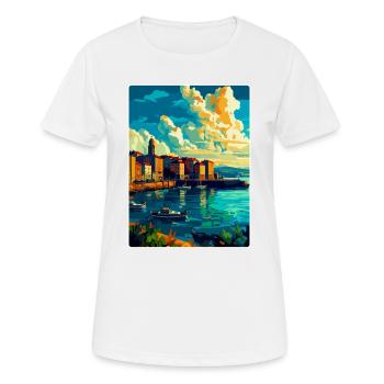 Une Corogne Espagne Affiche de voyage vintage Souvenir WPA - T-shirt respirant Femme - blanc - Devant - AI Model Female 172 dark (172cm)