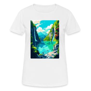 Nationalpark Plitvicer Seen Kroatien Reiseplakat - Frauen T-Shirt atmungsaktiv - Weiß - Vorne - AI Model Female 172 dark (172cm)