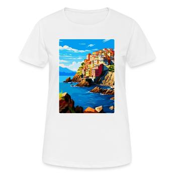 Cinque Terre Italie Affiche de voyage vintage souvenir - T-shirt respirant Femme - blanc - Devant - AI Model Female 172 dark (172cm)