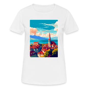 Lausanne Suisse Affiche de voyage vintage WPA Art - T-shirt respirant Femme - blanc - Devant - AI Model Female 172 dark (172cm)