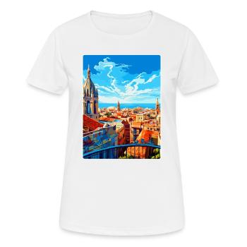 Barcelone Espagne Affiche de voyage vintage Souvenir WPA - T-shirt respirant Femme - blanc - Devant - AI Model Female 172 dark (172cm)
