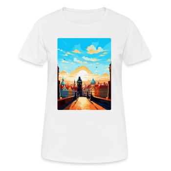 Prague République tchèque Affiche de voyage vintage WPA - T-shirt respirant Femme - blanc - Devant - AI Model Female 172 dark (172cm)