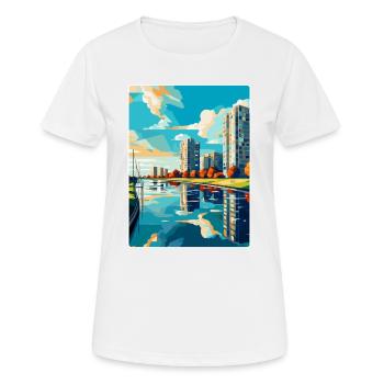 Souvenir de l’affiche de voyage vintage Almere Pays-Bas - T-shirt respirant Femme - blanc - Devant - AI Model Female 172 dark (172cm)