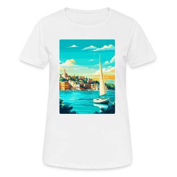 Ibiza Spain Vintage Travel Poster WPA Art Souvenir - Women's Breathable T-Shirt - white - Front - AI Model Female 172 dark (172cm)