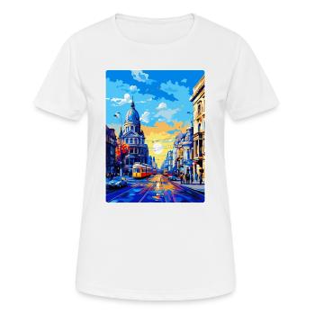 Bucharest Romania Vintage Travel Poster Souvenir - Women's Breathable T-Shirt - white - Front - AI Model Female 172 dark (172cm)