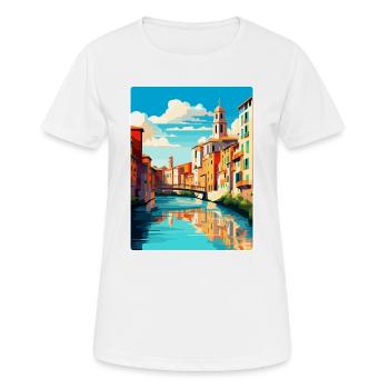 Girona Spain Vintage Travel Poster WPA Souvenir - Women's Breathable T-Shirt - white - Front - AI Model Female 172 dark (172cm)