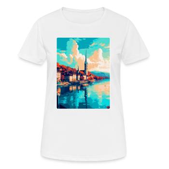 Zurich Suisse Affiche de voyage vintage souvenir - T-shirt respirant Femme - blanc - Devant - AI Model Female 172 dark (172cm)