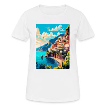 Amalfi Italie Affiche de voyage vintage WPA Souvenir - T-shirt respirant Femme - blanc - Devant - AI Model Female 172 dark (172cm)