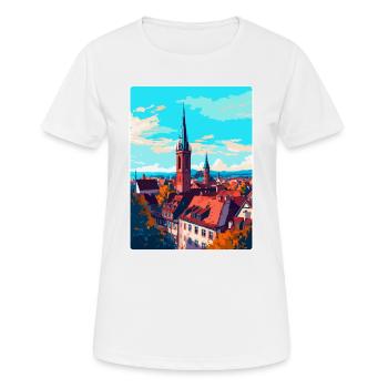 Freiburg Germany Vintage Travel Poster Souvenir - Women's Breathable T-Shirt - white - Front - AI Model Female 172 dark (172cm)