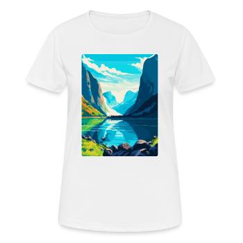 Die Fjorde Norwegen Vintage Reiseplakat Souvenir - Frauen T-Shirt atmungsaktiv - Weiß - Vorne - AI Model Female 172 dark (172cm)