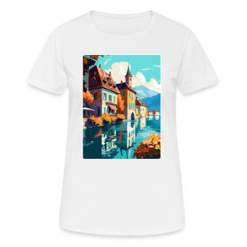 Annecy France Affiche de voyage vintage WPA Souvenir - T-shirt respirant Femme - blanc - Devant - AI Model Female 172 dark (172cm)