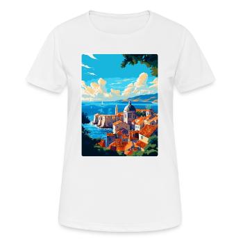 Dubrovnik Croatie Poster de voyage vintage souvenir - T-shirt respirant Femme - blanc - Devant - AI Model Female 172 dark (172cm)