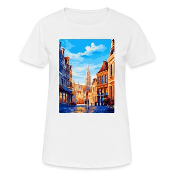 Brussels Belgium Vintage Travel Poster Souvenir - Women's Breathable T-Shirt - white - Front - AI Model Female 172 dark (172cm)