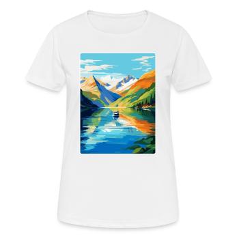 Die Fjorde Norwegen Vintage Reiseplakat Souvenir - Frauen T-Shirt atmungsaktiv - Weiß - Vorne - AI Model Female 172 dark (172cm)