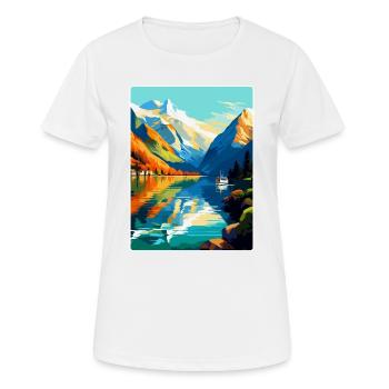 Die Fjorde Norwegen Vintage Reiseplakat Souvenir - Frauen T-Shirt atmungsaktiv - Weiß - Vorne - AI Model Female 172 dark (172cm)