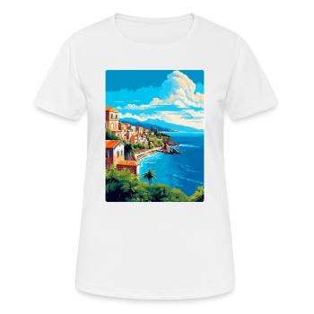 Sicily Italy Vintage Travel Poster WPA Souvenir - Women's Breathable T-Shirt - white - Front - AI Model Female 172 dark (172cm)