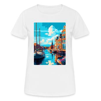 Dordrecht Niederlande Vintage Reiseposter WPA - Frauen T-Shirt atmungsaktiv - Weiß - Vorne - AI Model Female 172 dark (172cm)