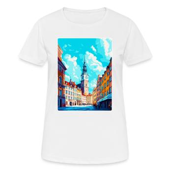 Poznan Poland Vintage Travel Poster WPA Souvenir - Women's Breathable T-Shirt - white - Front - AI Model Female 172 dark (172cm)